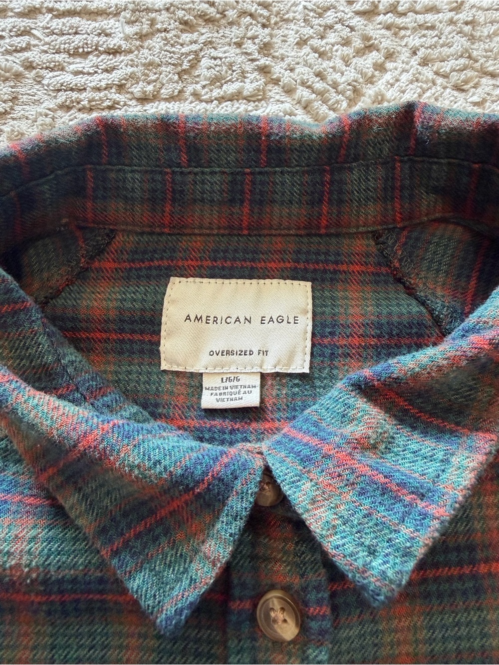 American Eagle Oversized Plaid Button Front Flannel Shirt Women’s Large - Picture 5 of 9